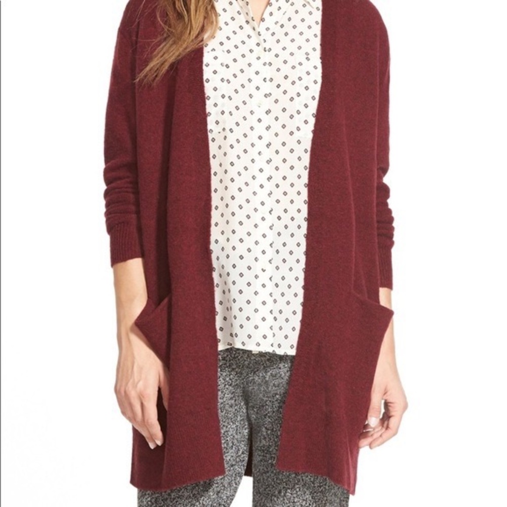 Madewell Wool/Alpaca Blend Ryder Cardigan Sweater in Burgundy - Size Small